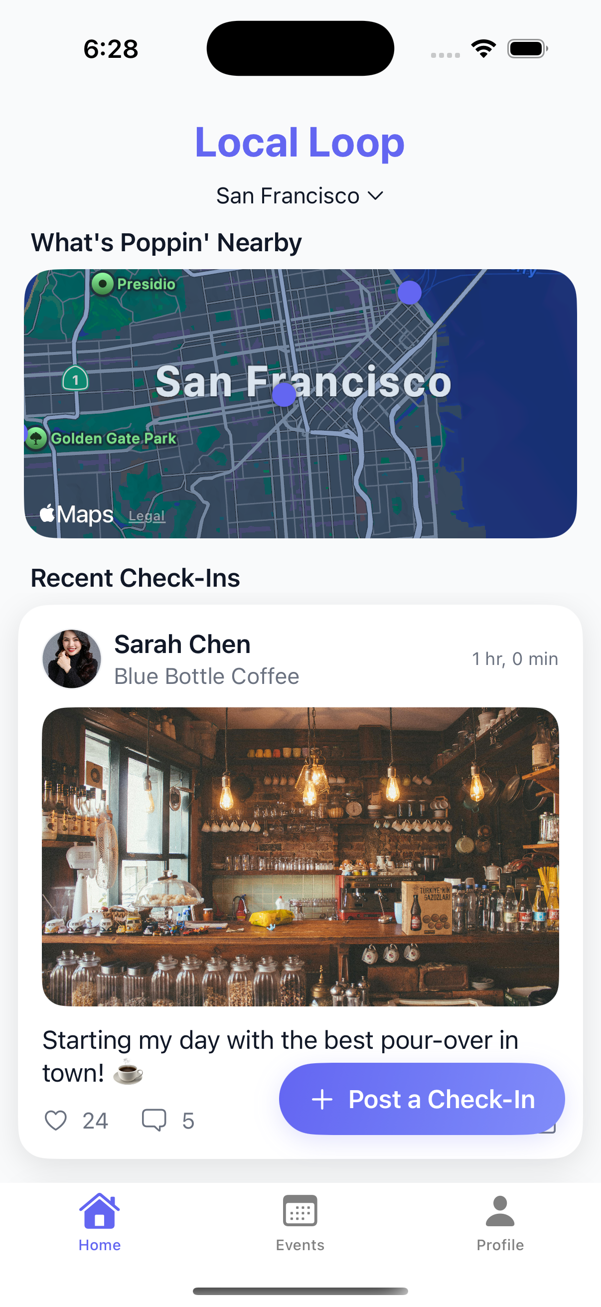 LocalLoop Home Screen